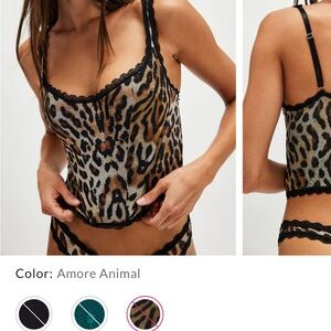 Free People Ilaria Cheetah Print Lace Trim Corset